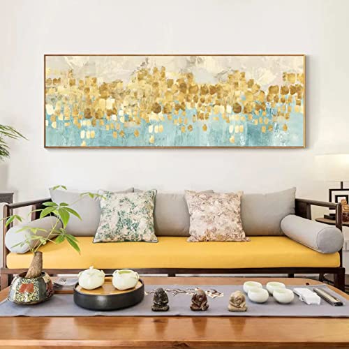 Tableau abstrait or et argent pour un salon moderne chic