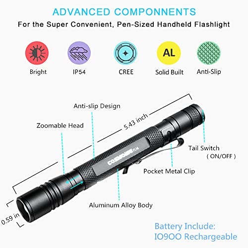 image for COSMOING UV Flashlight Rechargeable, 395nm Ultraviolet, Zoomable Black