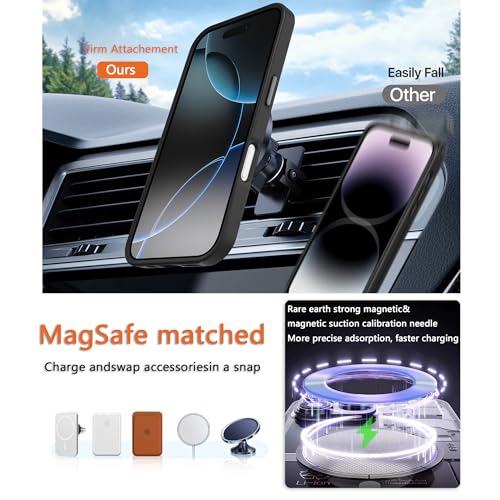 Image of Magnetic iPhone 16 case,Compatible with Magsafe, Military-Grade Protection,Slim Translucent Matte Shockproof with Anti-Scratch Anti-Fingerprint Phone Cover (Black, iPhone 16)