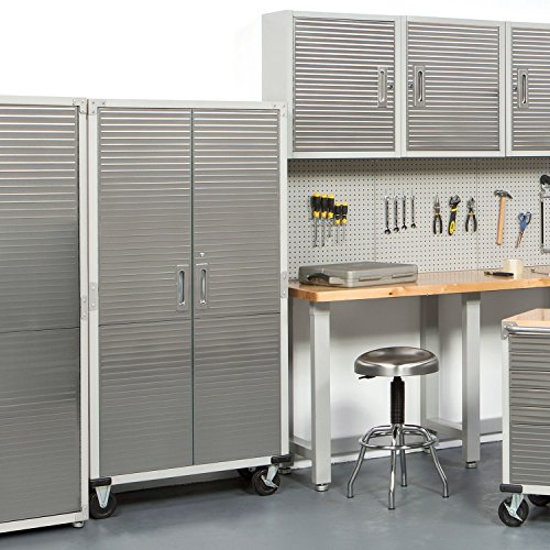 Metal-Storage-Cabinet-4-Shelves-Rolling-Tool-Garage-Warehouse-Studio-Shelving-Stainless-Steel-Locking-File-Doors-House-Deals