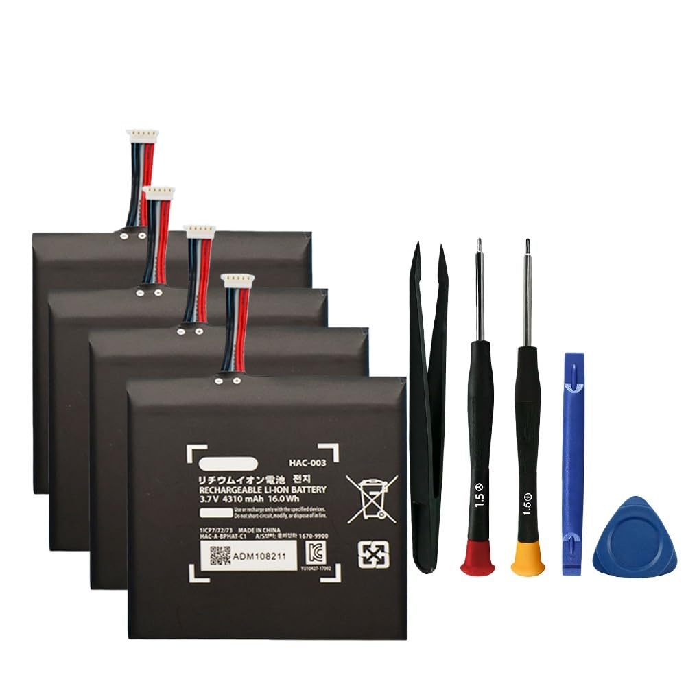 HAC-003 4310mAh Caricabatterie sostitutivo Parte di riparazione batteria 3,7 V HAC003 HAC-001, compatibile con Nintendo, console di gioco(4pcs)