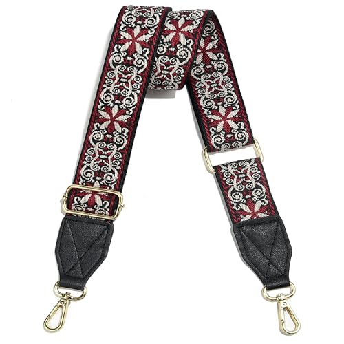 Image of Purse Strap,1.5 inch Leather End Shoulder Strap Adjustable Replacement,Retro Multi-Pattern Crossbody Bag Straps