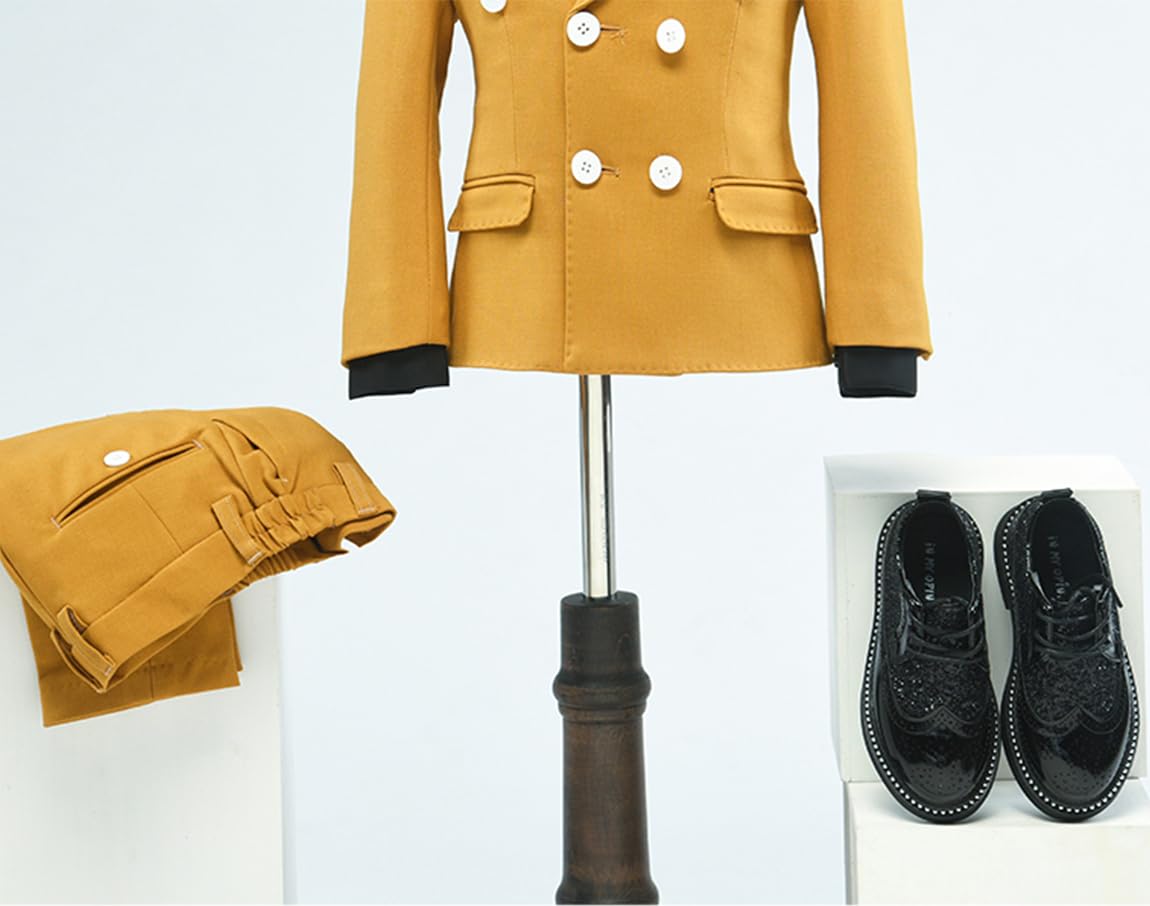Jungen Solider Anzug Dreiteiliges Set Zweireihige Jacke mit V-Ausschnitt Weste und Hose