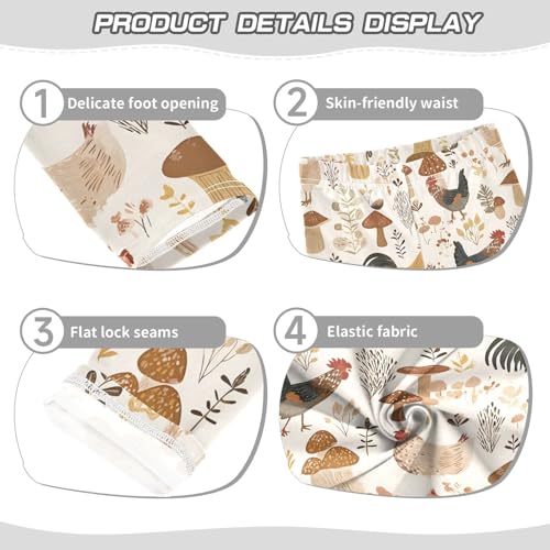 Rooster Mushroom Girls Leggings Ultra Soft Compression Yoga Gym Pants for Kids 4-10T3