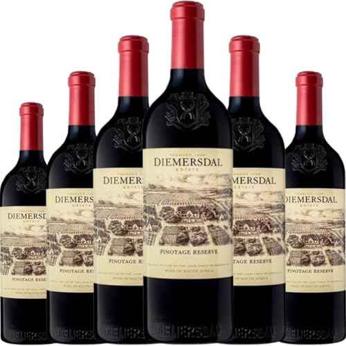 Diemersdal Pinotage Réserve Vino Tinto con Crianza de Sudáfrica, con cuerpo y notas especiadas, ideal para carnes, asados y quesos curados| 6 botellas