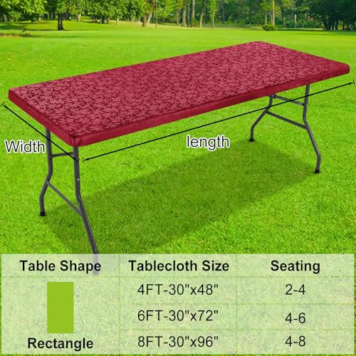 Image of Smiry Heavy Duty Vinyl Fitted Tablecloths for 6 Foot Rectangle Tables
