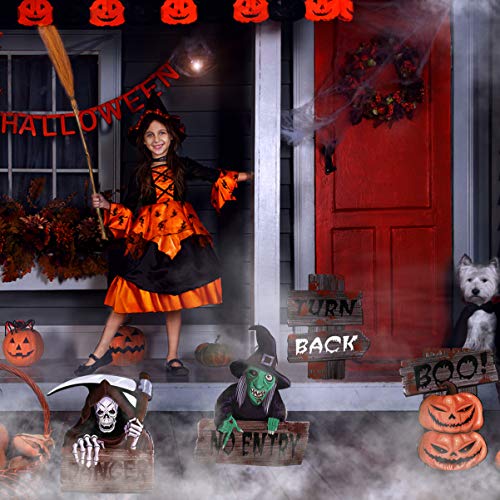 IMIKEYA 【2020 mais recente】 Placas de quintal para Halloween, avisos, estaca de quintal para Hallowe