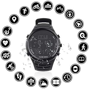 Étanche Altimètre Montre Noir Baromètre Moniteur Météo Montre Pêche Air Pression Montre pour Trekking Camping Randonnée Pêche