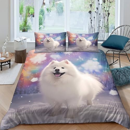 Housse de couette chien blanc parure de lit 135x200 pas cher - 4