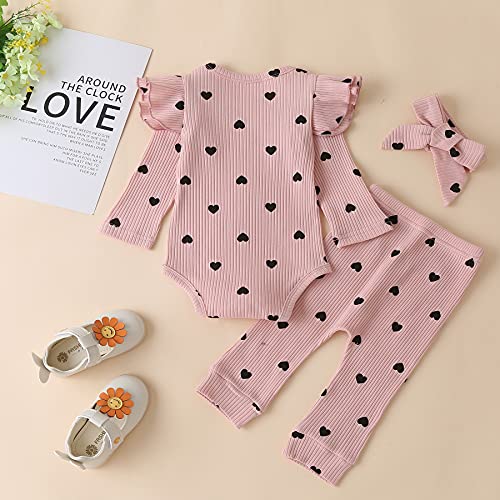 Fullfamous Infant Baby Girl Clothes Outfits,Fall Winter Romper Christmas Clothing Set 12-18 Months Pink Heart #TOP4