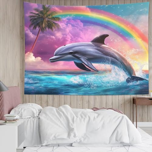 Couverture murale dauphin impression 3D pour ambiance plage ado - 5