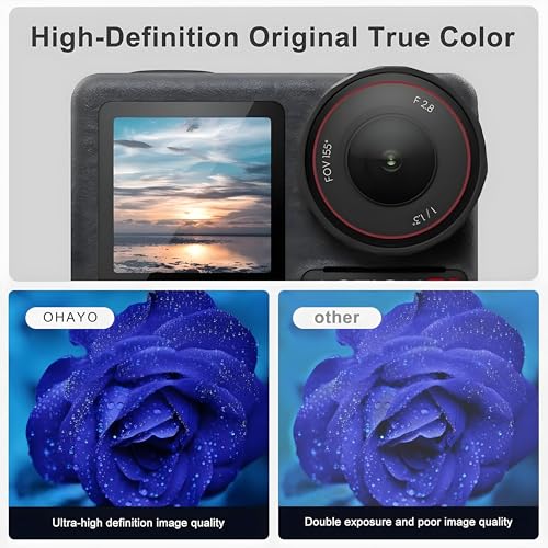 Image of OHAYO Military Strength Tempered Glass Screen Protector For DJI Osmo Action 3| 9H+ Hardness, Strong Protection, Full Screen Edge-to-Edge Cover, Scratch Resistant, Bubble-Free Install, Ultra HD Clarity,With installation kit, Complete Set Of 3 Glass