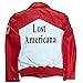 Machine MGK Gun Kelly Red Real Leather Bomber Jacket - Lost Americana - Unisex Rockstar Retro Fashion (L, Biker)