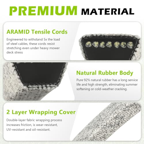 954-05021 Mower Deck Belt for Cub Cadet 42 Inch XT1 LT42 XT2 LX42 Craftsman T210 T2200 MTD 754-05021 Lawn Mower - Aramid Cord, 1/2\" X 100\" - Thumbnail 4