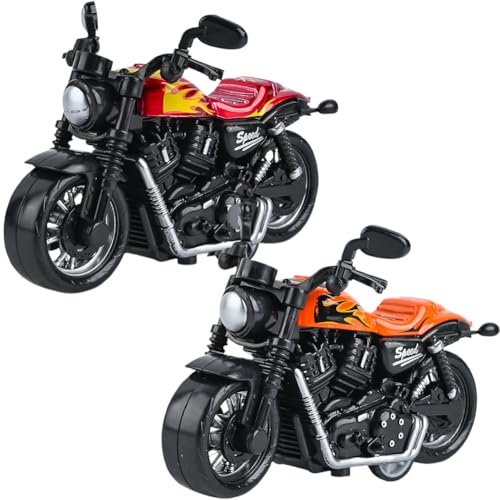 SZJFYMQ Legierung Motorrad Spielzeug, 2PCS Modèle De Moto en Alliage, Mini pour Décoration, Pull Back Motorrad, Cadeau d'anniversaire pour Garçons Les Fans...