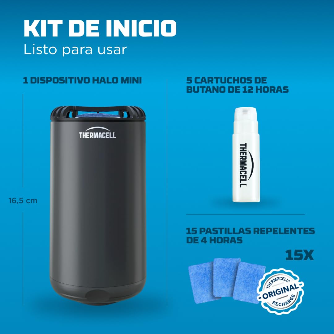 Thermacell Difusor Antimosquitos para Exteriores Negro con Recambios – Protección 20 m², 60 Horas, Sin DEET