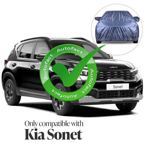 Image of Autofact Premium Car Cover for Kia Sonet | All Weather Water-Resistant Full Body Car Cover | Light-Weight Triple-Stitched Outdoor Shield with UV Protection, Dustproof & Heat-Resistant