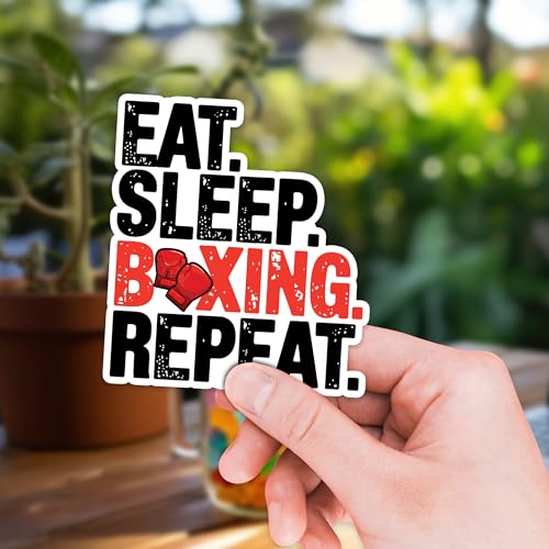 Image of Boxing Sticker 8 Pcs (Large Size) Vinyl Stickers Laptop Waterproof Decal for Car Bumper Water Bottle Notebook Luggage Window Birthday Decorations - Size 4 Inches