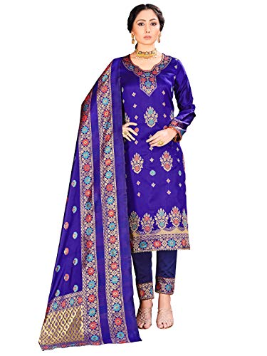 Women's Indian Pakistani Readymade Dress| Banarasi Art Silk Salwar Kameez | Minakari Woven Silk Dupatta Stitched Suit