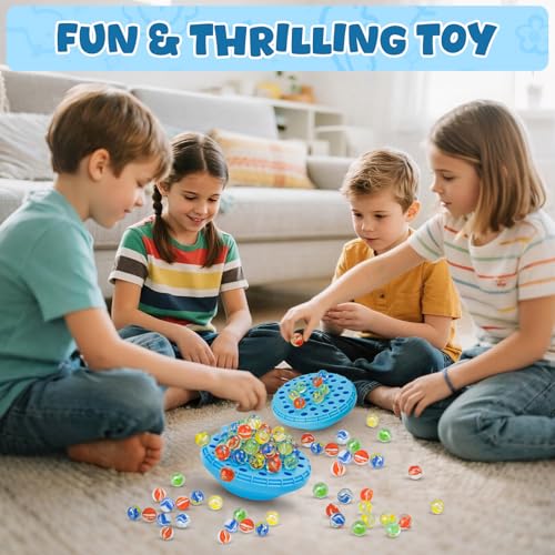 Image of Marble Balance Game, Wobble Marble Stacking Game for Kids 6+, Family Games for Kids and Adults with Built-in Storage, Marbles Board Game for 1-4 Players, Fun Birthday Party Games Toys