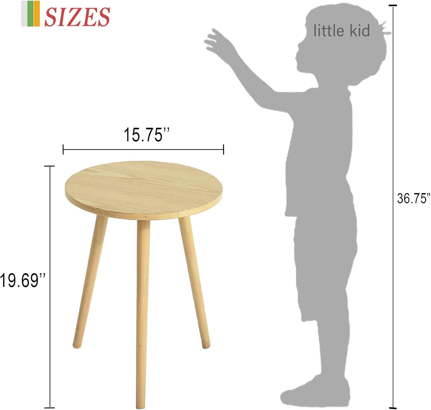 AWASEN Side Table Round, Small Accent Table Nightstand Modern End Table for Living Room Bedroom Office Small Spaces, 15.75''D x 19.69''H(Natural Walnut) - Image 3