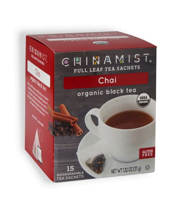 China Mist - Bolsas de té completo, Chai, té negro orgánico (1 caja)