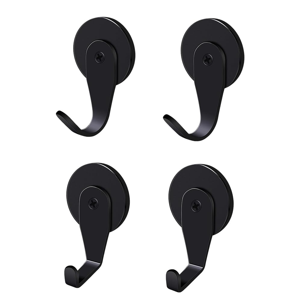 Magnetic Wreath Hanger (Black Matte, Set of 4 Magnets) - for Metal Doors/Surfaces Outdoor and Towel Coat Umbrella Indoor Hanging-Holds up to 10lbs (4-Piece Mixed Pack)