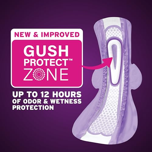Image of Poise Overnight Ultra Thin Incontinence & Postpartum Pads with Wings for Bladder Leaks, 8 Drop Extra Absorbent, Long Length, 20 Count