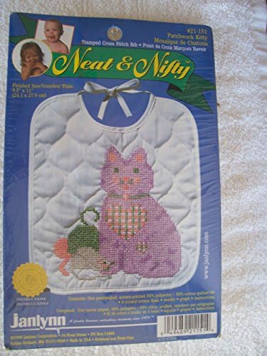 Patchwork Kitty Stamped Cross Stitch Baby Bib Kit