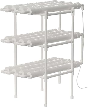 Hydroponics Growing System Kit,3 Levels 108 Sites/Hydroponic Planting Vegetables,Herbs Garden Tools,with Pump,Timer,Nest Basket,Growth Sponge,for GardeningWhite