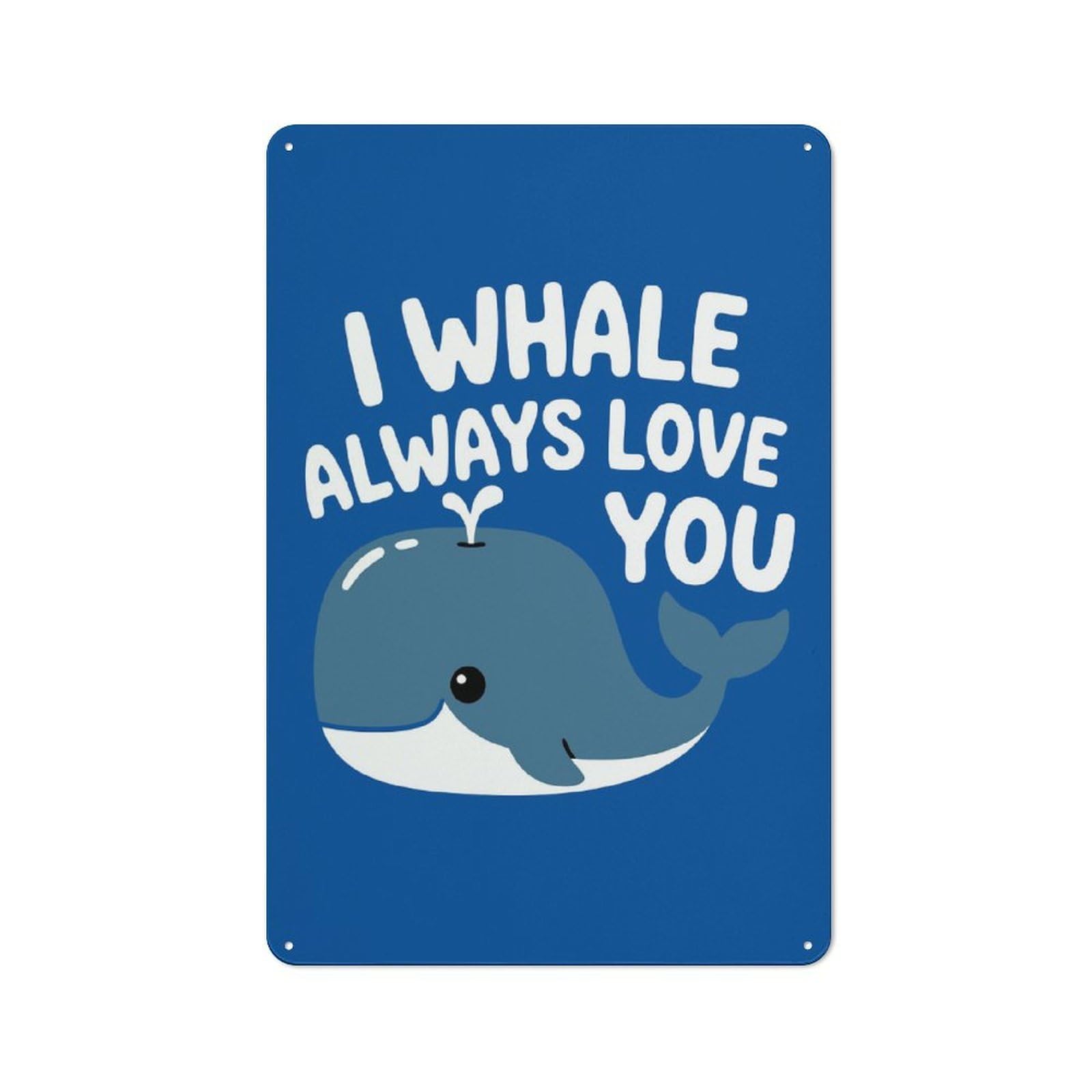 Junmoney Cute Whale Love Pun Illustration Retro Metal Sign 30X20cm Featuring For Bar Or Restaurant, For Bar Decor Enthusiasts