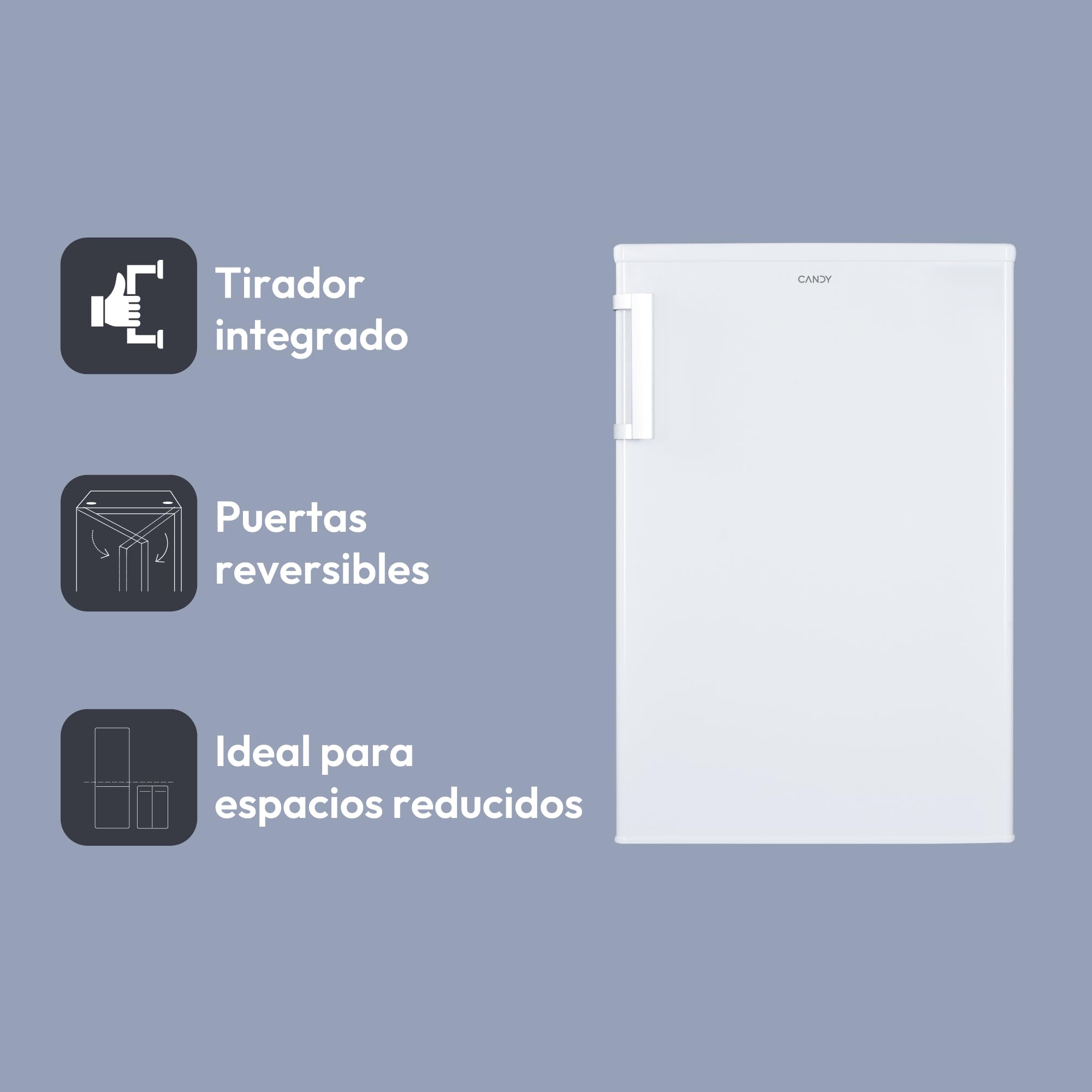 Candy CCTOS 544WHN Frigorífico Mini con Congelador, Bajo Encimera, 40DB, Capacidad 109L, Cajón Verdulero, Temperatura Regulable, Luz LED, Puerta Reversible, Alto 85cm, Blanco