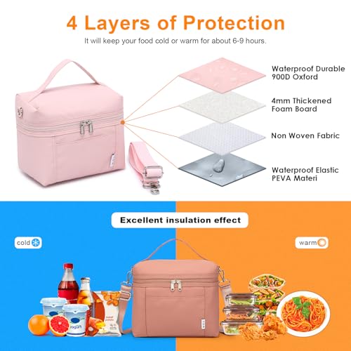 Image of NOL Natural Organic Lifestyle Insulated Lunch Bags for Women Cooler Bag Lightweight Nylon Waterproof Lunch Box For Work