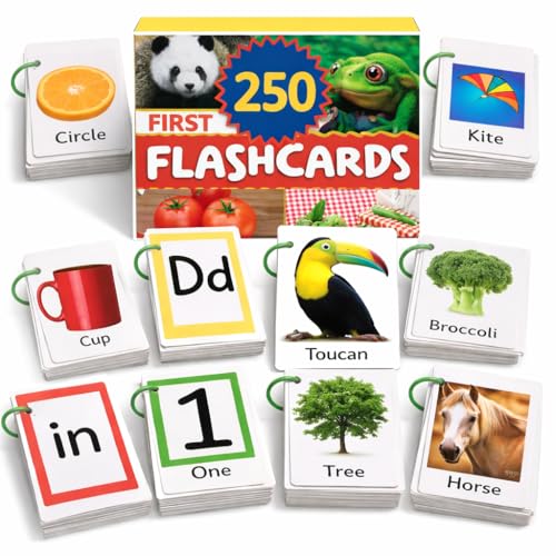 Image of 500 Words Thick & Sturdy Learning Flash Cards for Toddlers 1-3 with Rings - 1 Year Old Girl Gifts - Educational & Montessori Toys for 1 Year Old boy - Toddler Flashcards for Preschool & Kindergarten