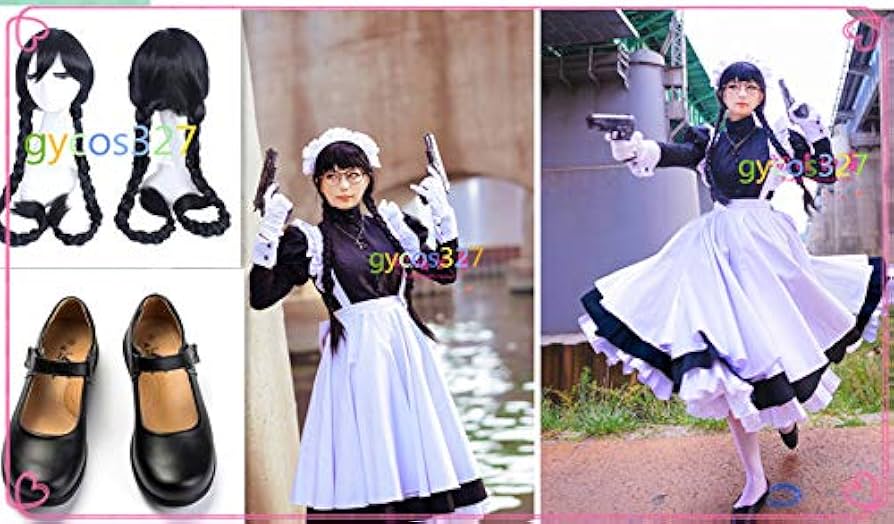 1点限りの激安品！ブラックラグーン　ロベルタメイド風コスプレ衣装 ブラックラグーンロベルタメイド服 コスプレ衣装武器小物
