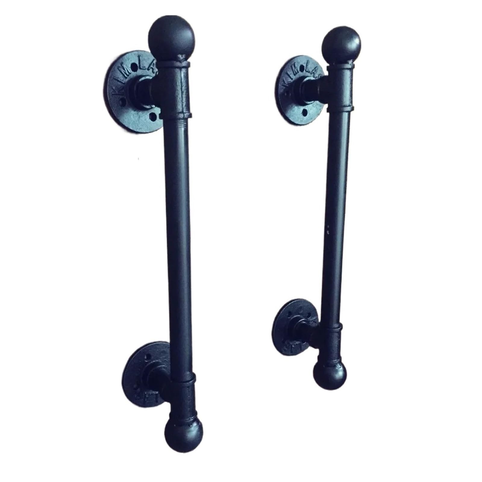 ZNTIHZ 2pcs Antique Black Door Handle Handles Pull Pulls Water Iron Pipe with Ball Finial for Cabinet Wardrobe Bathroom
