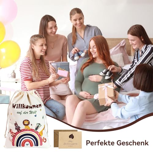 Seutgjie Geschenke zur Geburt Geschenktüten mit Grußkarte Babygeschenke Verpackung für Junge Mädchen Schwangere werdende Mütter