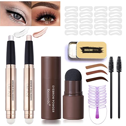 Eyebrow Stamp and Eyebrow Stencil Kit, One Step Eyebrow Stamp and Shaping Kit for Perfect Brow, Eyebrow Brush,Eyebrow soap kit ,Gel Brow Soap Wax, Eyeshadow Stick Shimmer Eyeshadow Pencil ,Eye Makeup