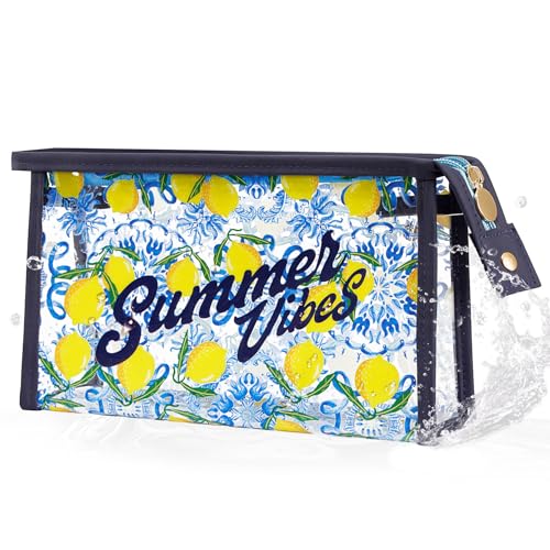 Image of COSHAYSOO Sunscreen Bag Clear Makeup Toiletry Pouch Beach Vacation Essentials for Women Teen Girls Trip Gifts Summer Pool Travel Must Have Accessories Waterproof Stuff