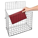 Unibos Large Letterbox Cage Mail Catcher – Heavy Duty Metal Letter Box Guard Basket for Door, Dog Proof Indoor Post Catcher with Flip Lid & Fixings, Easy Install, Black