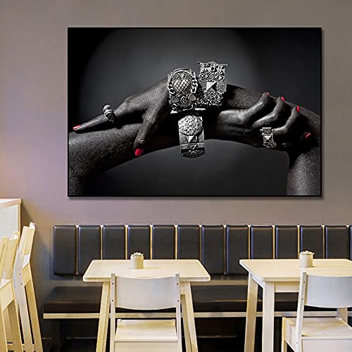 Peinture photos main africaine avec bracelet sur toile de haute qualité