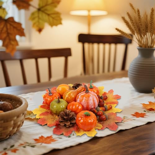 winemana Fall Decorations for Home-6pcs Mini Pumpkins & 2pcs Gourds, 30pcs Leaves & 10pcs Acorns, 2pcs Pinecones Centerpiece Set -Thanksgiving Harvest Decor for Table Mantel (Largest: 4.5" x 2.1")