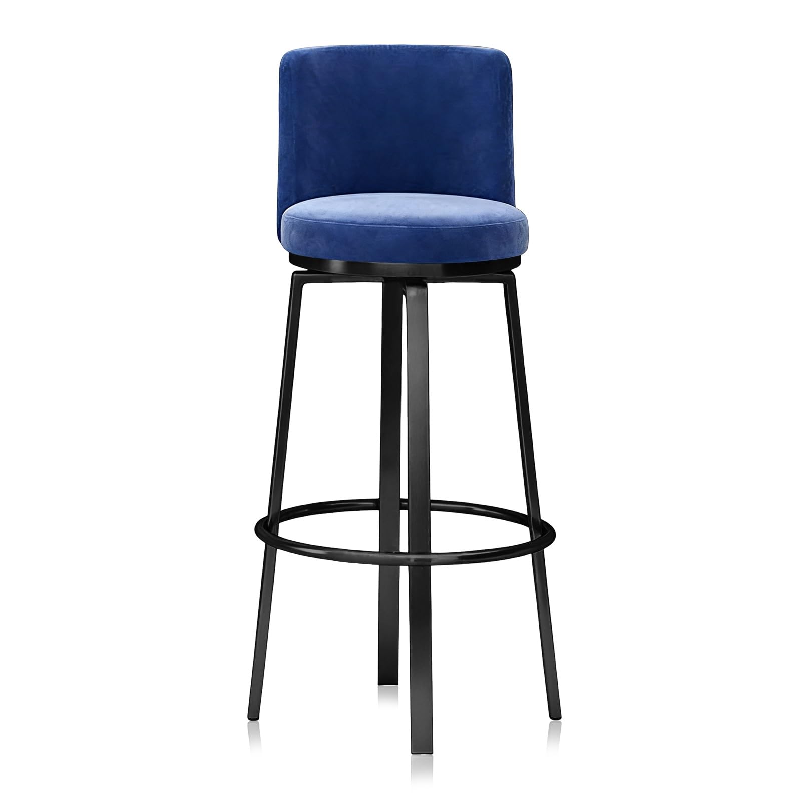 KLZUOPT Luxury Barstool Swivel Counter Height Bar Stools 1 PCS Breakfast Chair Stools Modern Upholstered Stool with Back and Metal Base for Kitchen Island, Dining Room(Blue,75cm(29.5in))