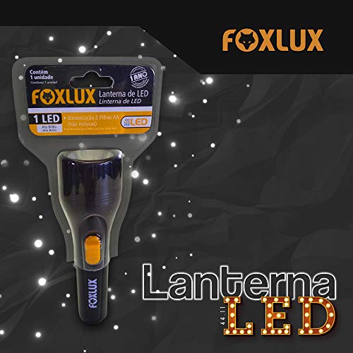 Lanterna de LED Foxlux – 1 LED – Alto Brilho – Luz Branca – Plástico ABS – 2 Pilhas AA – Preto – Mul