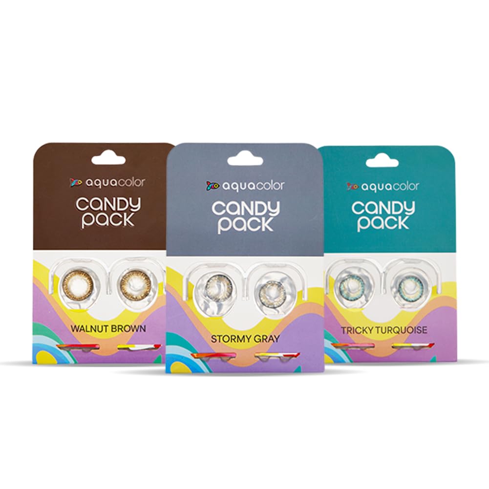AQUALENS CONTACT LENSES Aquacolor Contact Lens Pack Of 3 (Spicy Grey, Mystery Hazel & Dusky Brown)