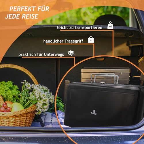 RIN & RUT Tragbarer Holzkohlegrill klappbar – Kompakter Design BBQ-Grill wie ein Koffer – Mit Belüftung, 2-stufigem Edelstahlrost & faltbarem Gehäuse – Ideal für Balkon, Camping & Reisen – Bild 6