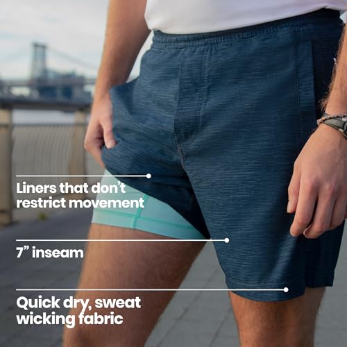 birddogs Men’s Training Shorts – Stretch Athletic Workout Shorts with Built-in Liner for Comfort – 7” Inseam, Regular Length3