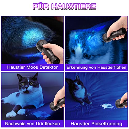 Vansky UV Schwarzlicht Taschenlampe: 395nm UV Lampe mit 51 LEDs als Urin-Detektor für Eingetrocknete Flecken Ihrer Hunde, Katzen und Nagetiere auf Teppichen Böden inkl. 3xAA-Batterien