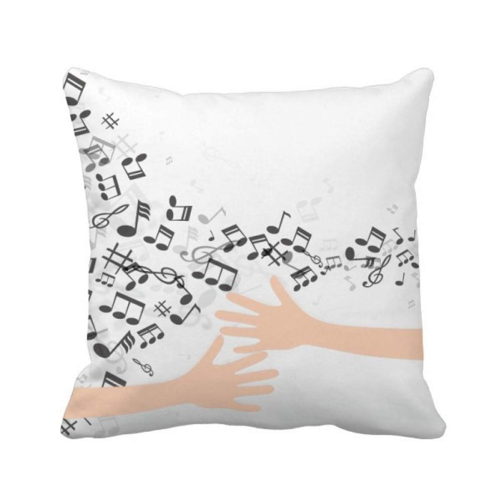 Coussin de notes de musique blanc noir 45x45 cm en coton pour salon