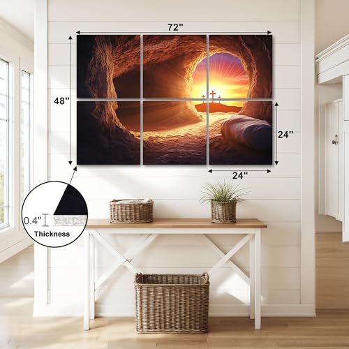 JCFANGALLERY 6 Pack Art Acoustic Panels Self Adhesive Empty Tomb Crucifixion Sunrise Decorative Soundproof Wall Panels Sound Absorbing Panel 48"x72" for Office Home Studio miniatura 2